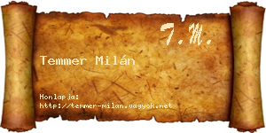 Temmer Milán névjegykártya